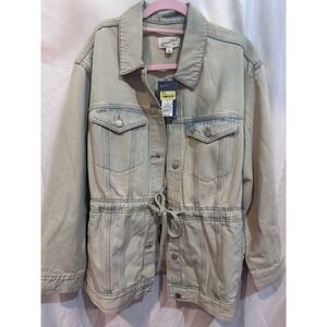 Universal Thread Womens Denim Jacket Light Wash Drawstring Waist Size L‎